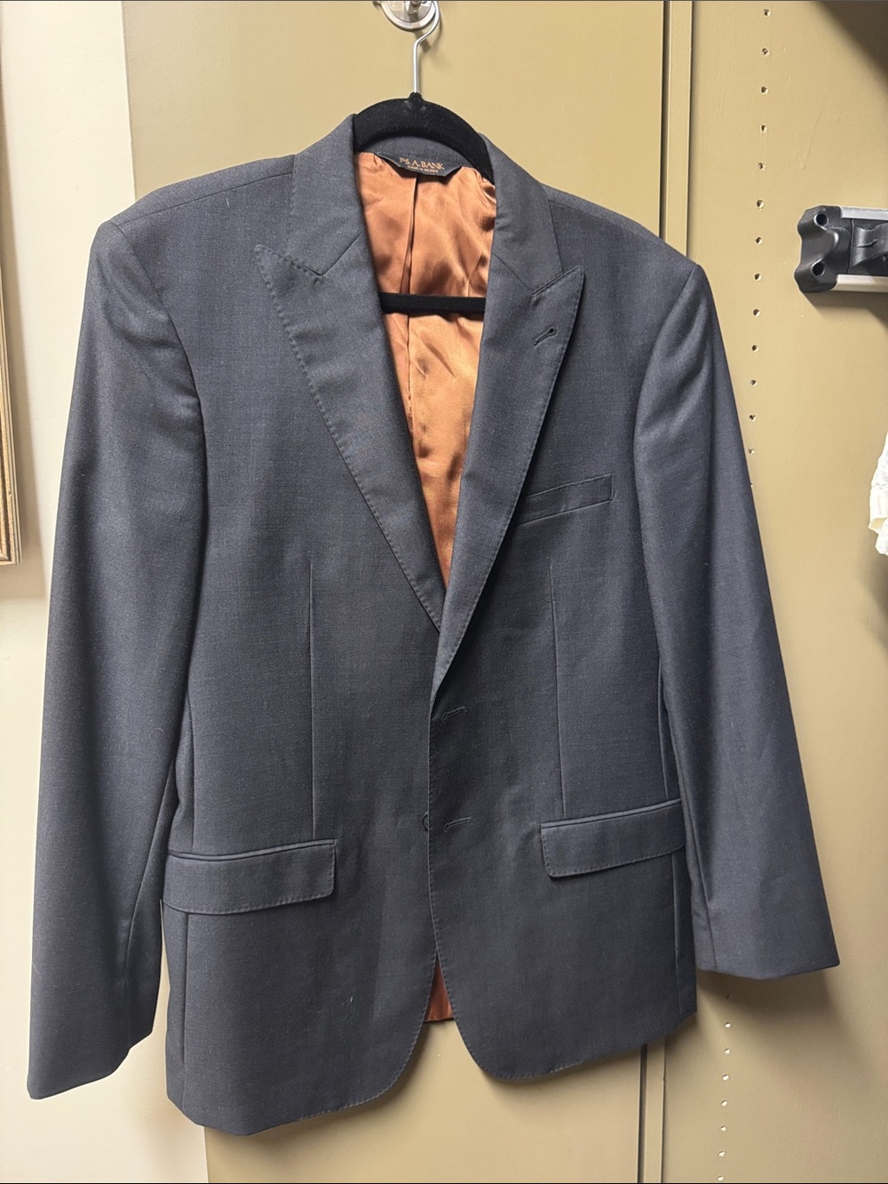 Jos. A. Bank Charcoal Suit Jacket with Copper Lining size 40 Long